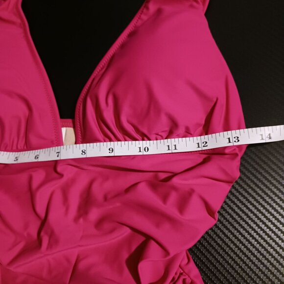 NEW J. Crew‎ Ruched V-neck One-Piece Swimsuit in Radiant Fuchsia/Bright Pink 10 - Picture 13 of 15
